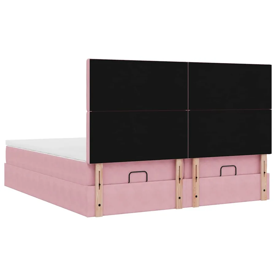 Cadre de lit ottoman avec matelas rose 160x200 cm velours - 9