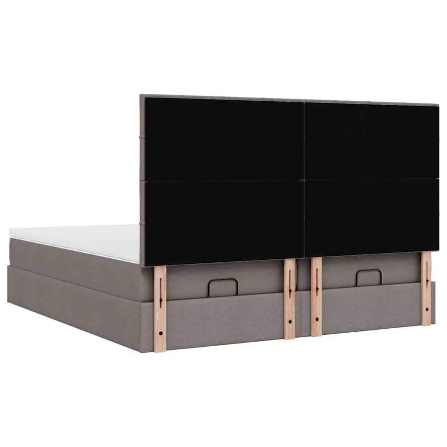 Cadre de lit ottoman avec matelas taupe 160x200 cm tissu - 10