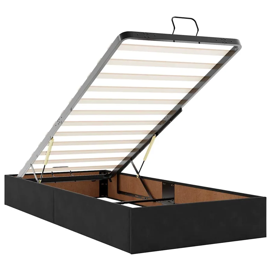 Cadre de lit ottoman avec matelas noir 180x200cm velours - 10