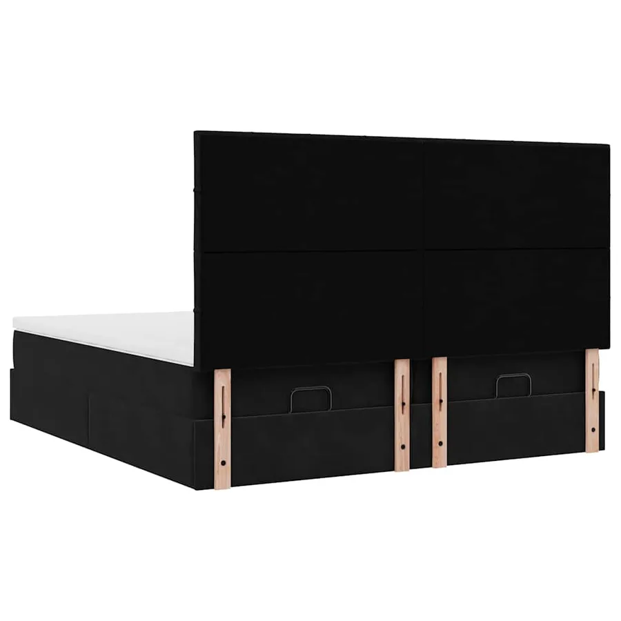 Cadre de lit ottoman avec matelas noir 180x200cm velours - 9