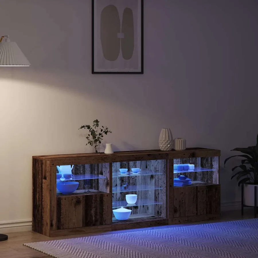 Buffet LED Bois ancien 181,5 x 37 x 67 cm Bois d'ingénierie - 5