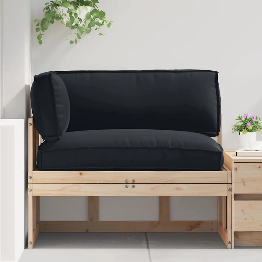 Set de coussins de palette 3 pcs Noir Tissu Oxford