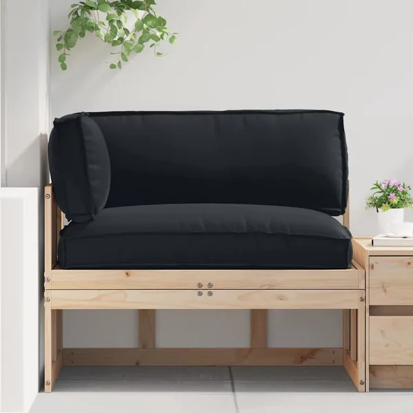 Set de coussins de palette 3 pcs Noir Tissu Oxford