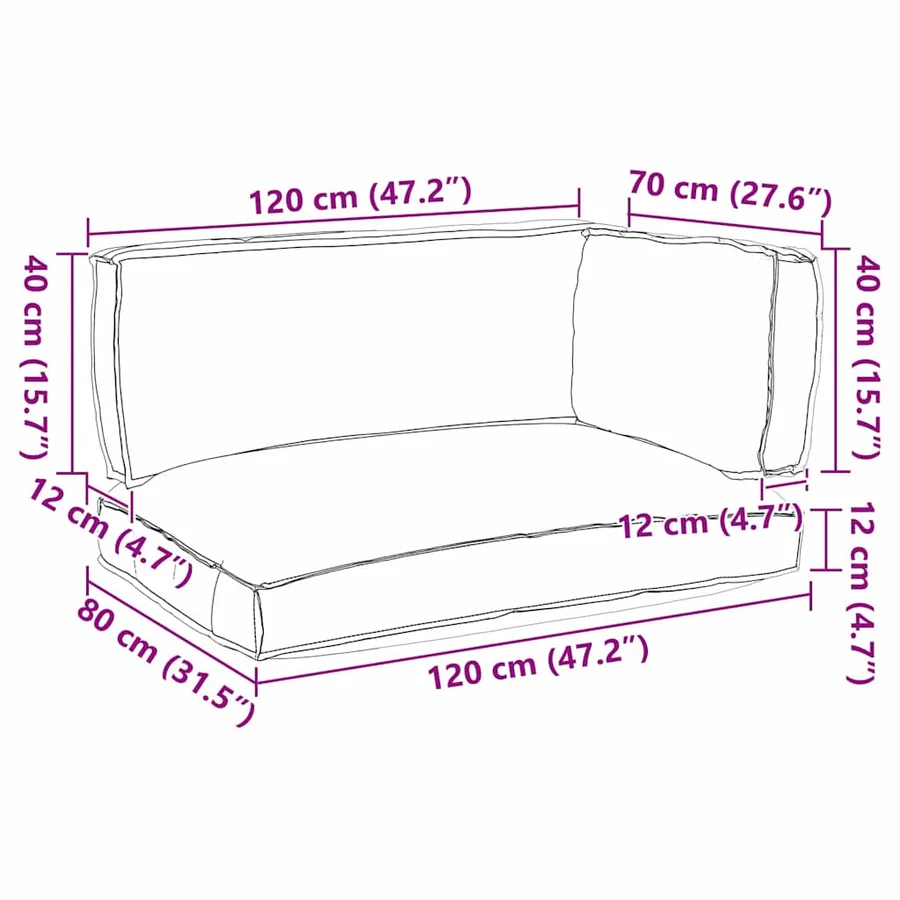 Set de coussins de palette 3 pcs Noir Tissu Oxford - 13