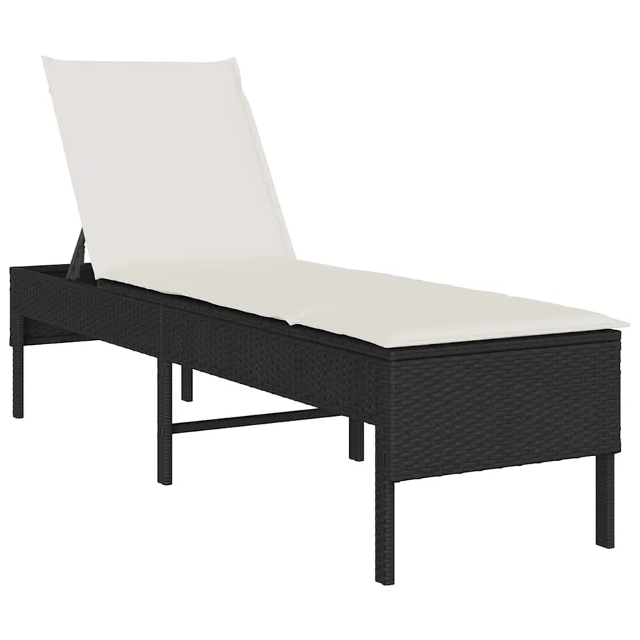 Transat avec coussin noir 55x200x44cm résine tressée - 2