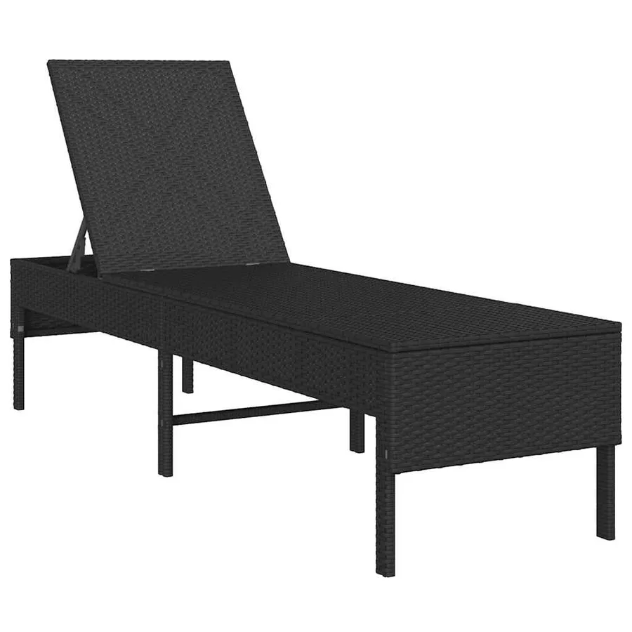 Transat avec coussin noir 55x200x44cm résine tressée - 4