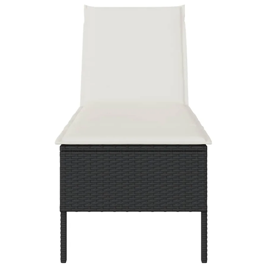 Transat avec coussin noir 55x200x44cm résine tressée - 5