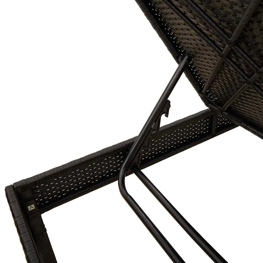 Transat avec coussin noir 55x200x44cm résine tressée - 9