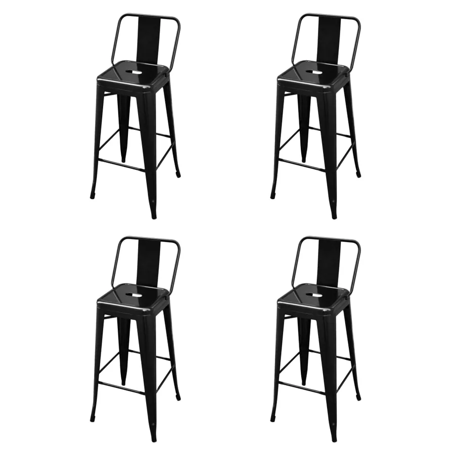 Tabourets de bar lot de 4 noir acier