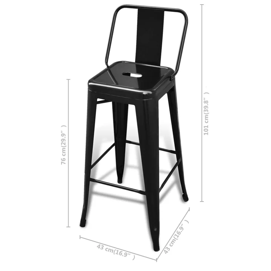 Tabourets de bar lot de 4 noir acier - 4