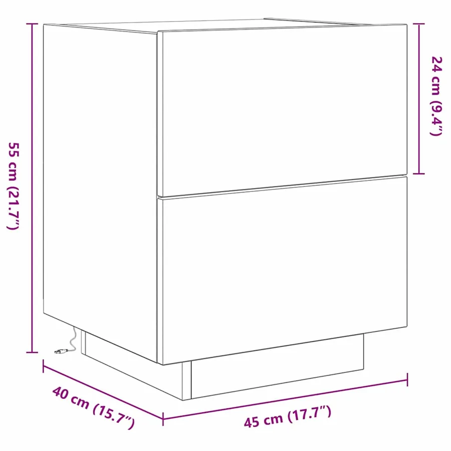 Cabinet de chevet Bois ancien 45 x 40 x 55 cm Bois d'ingénierie - 13