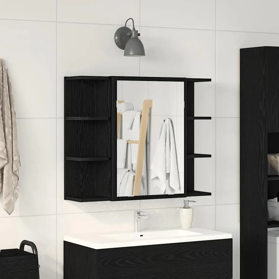 Armoire Miroir Chêne noir 80 x 20,5 x 64 cm Bois d'ingénierie