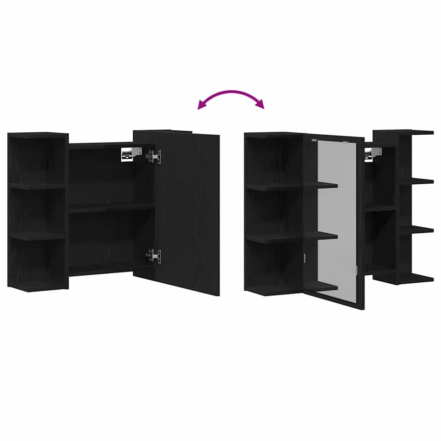 Armoire Miroir Chêne noir 80 x 20,5 x 64 cm Bois d'ingénierie - 11