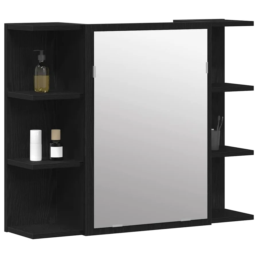 Armoire Miroir Chêne noir 80 x 20,5 x 64 cm Bois d'ingénierie - 3