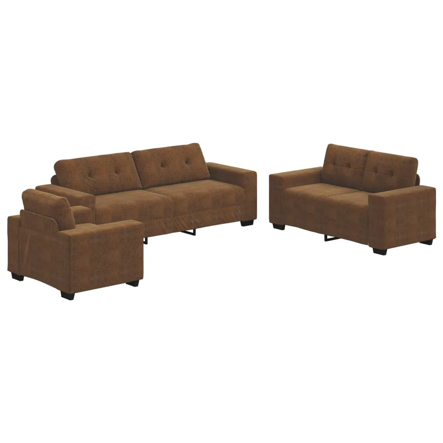 Canapé 3 pcs Marron 221 x 80 x 80 cm Tissu en lin mélangé - 2