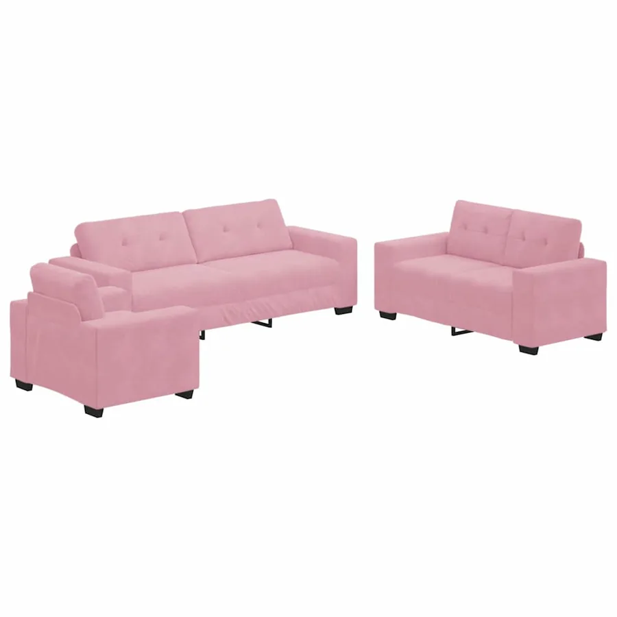 Ensemble de Canapés 3 pcs Rose 221 x 80 x 80 cm Velours - 2