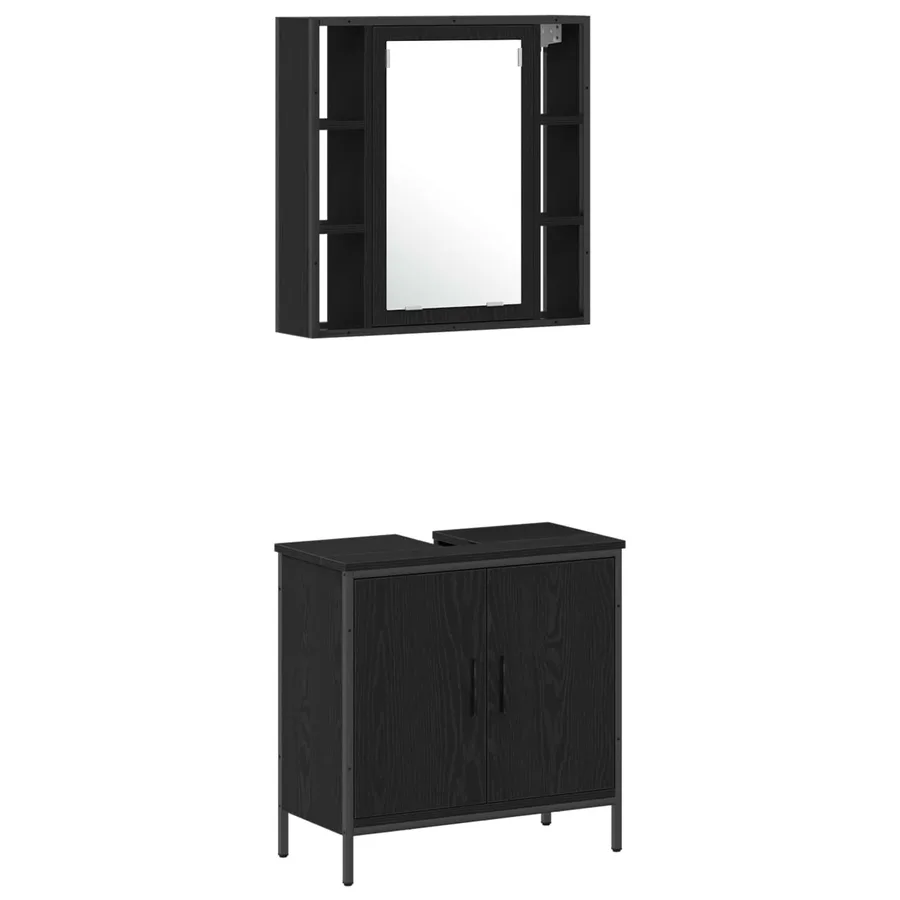 Ensemble de mobilier de salle de bain avec étagère 4 pcs Noir - 6