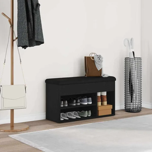 Banc à chaussures Noir 80 x 30 x 45 cm Bois d'ingénierie
