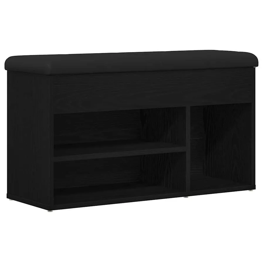 Banc à chaussures Noir 80 x 30 x 45 cm Bois d'ingénierie - 2