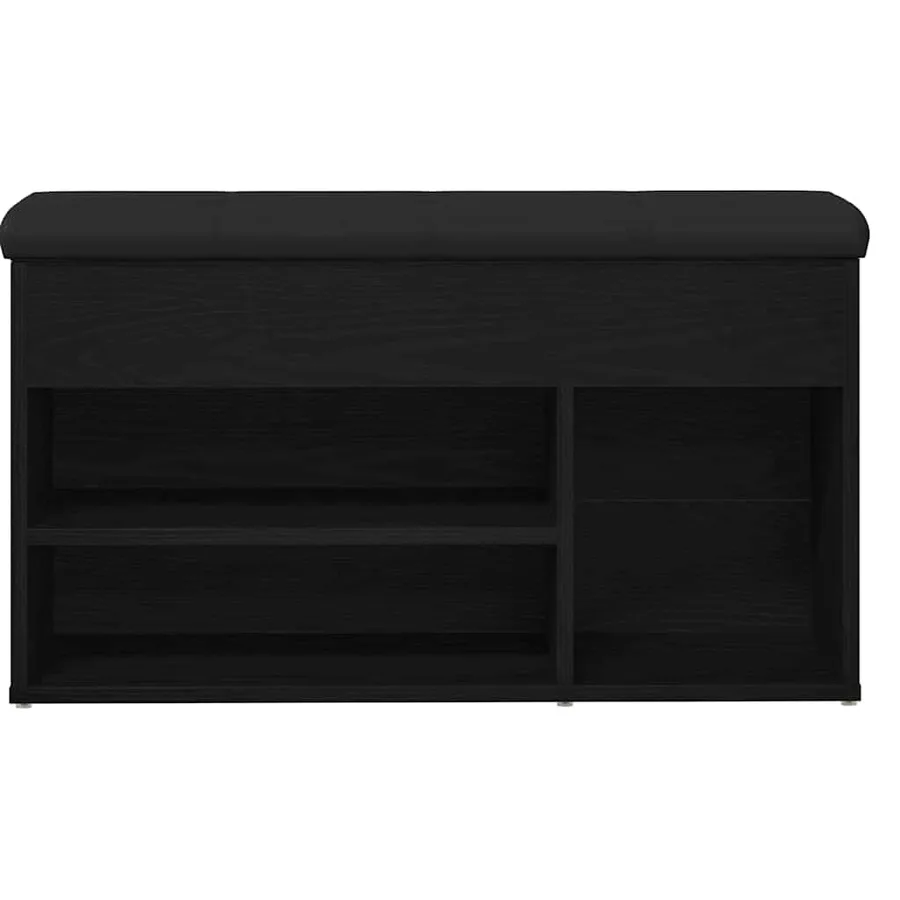Banc à chaussures Noir 80 x 30 x 45 cm Bois d'ingénierie - 6