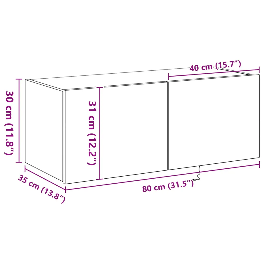 Meuble TV mural 80 x 35 x 31 cm Chêne artisanal - 17