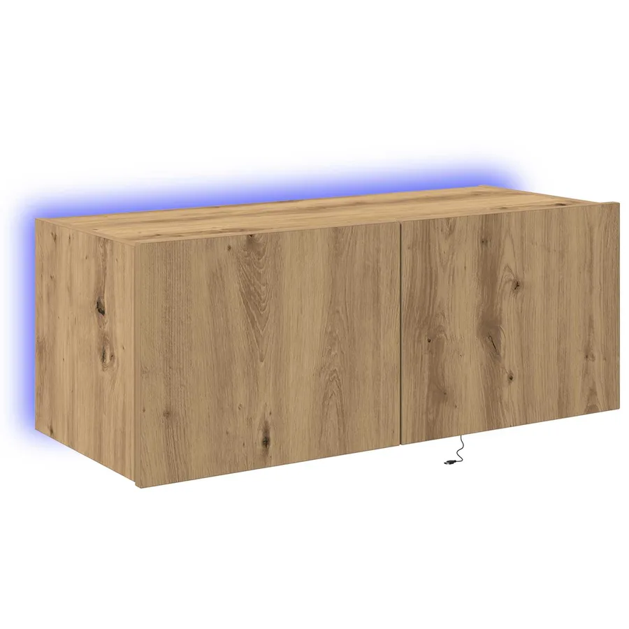 Meuble TV mural 80 x 35 x 31 cm Chêne artisanal - 2