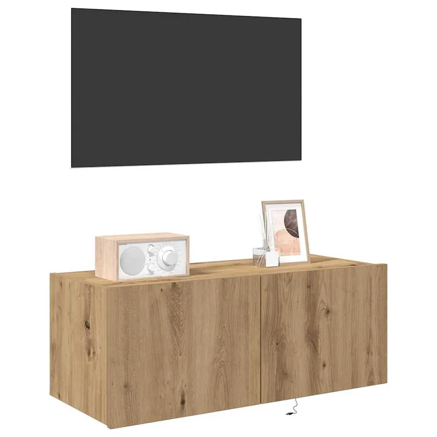 Meuble TV mural 80 x 35 x 31 cm Chêne artisanal - 3