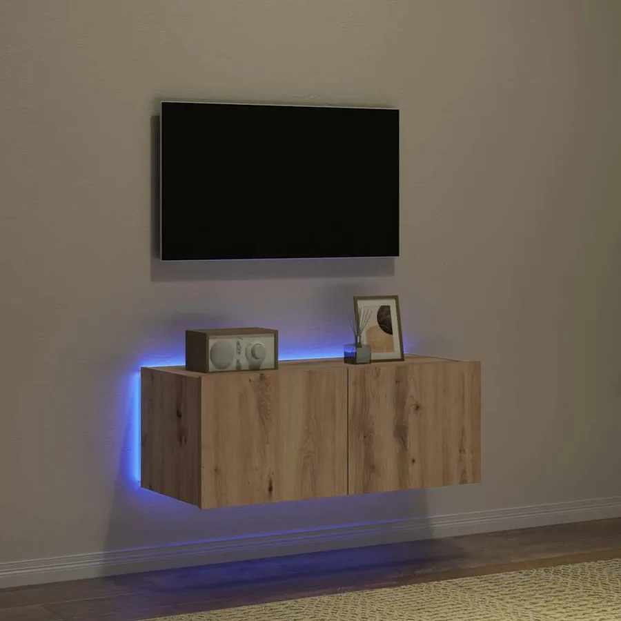 Meuble TV mural 80 x 35 x 31 cm Chêne artisanal - 5