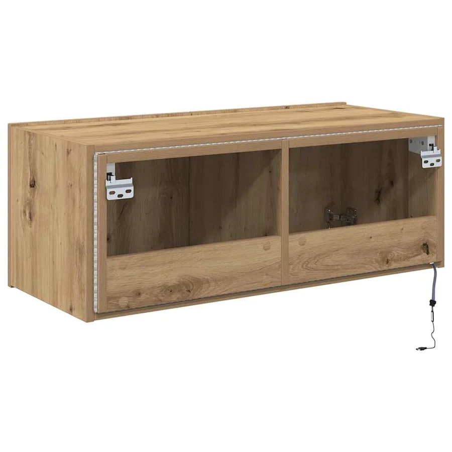 Meuble TV mural 80 x 35 x 31 cm Chêne artisanal - 8