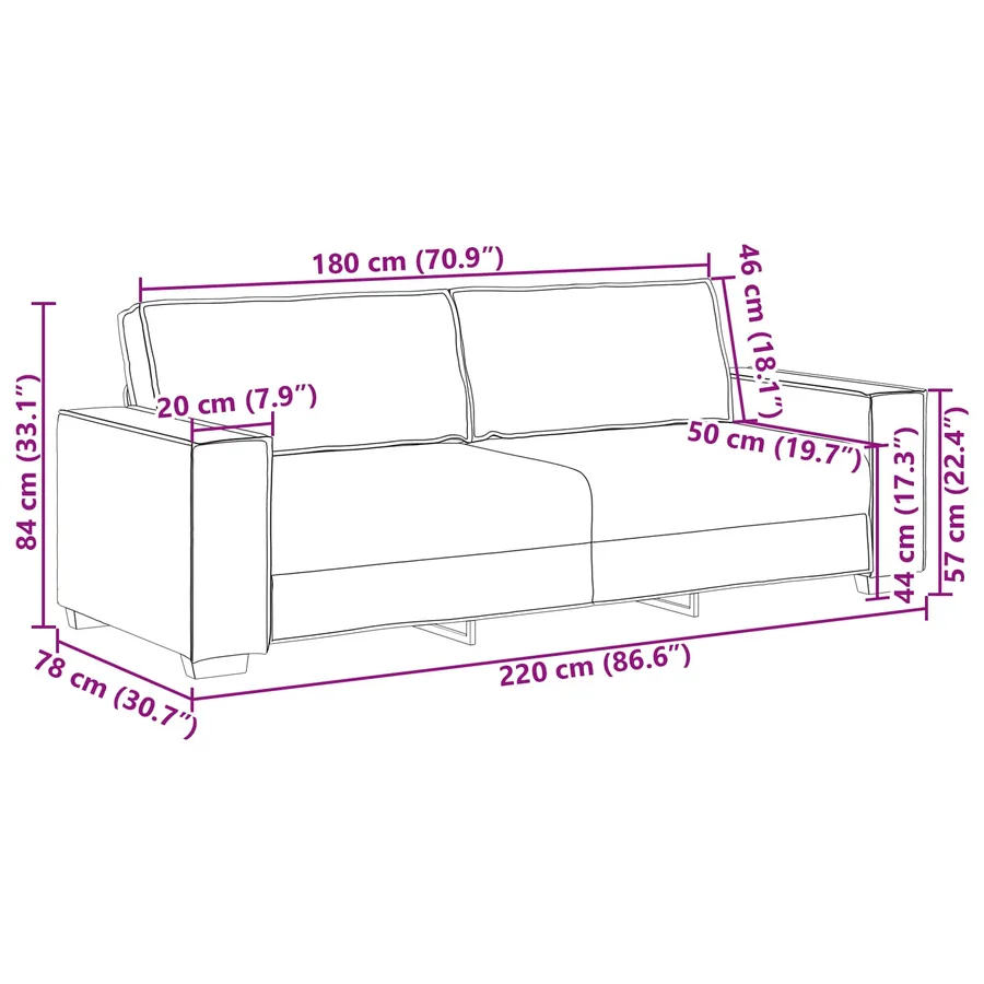 Canapé 3 pcs Crème 220 x 80 x 84 cm Tissu en lin mélangé - 14