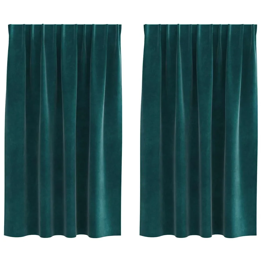Rideaux occultants 2 pcs Vert foncé 140 x 140 cm Velours - 2
