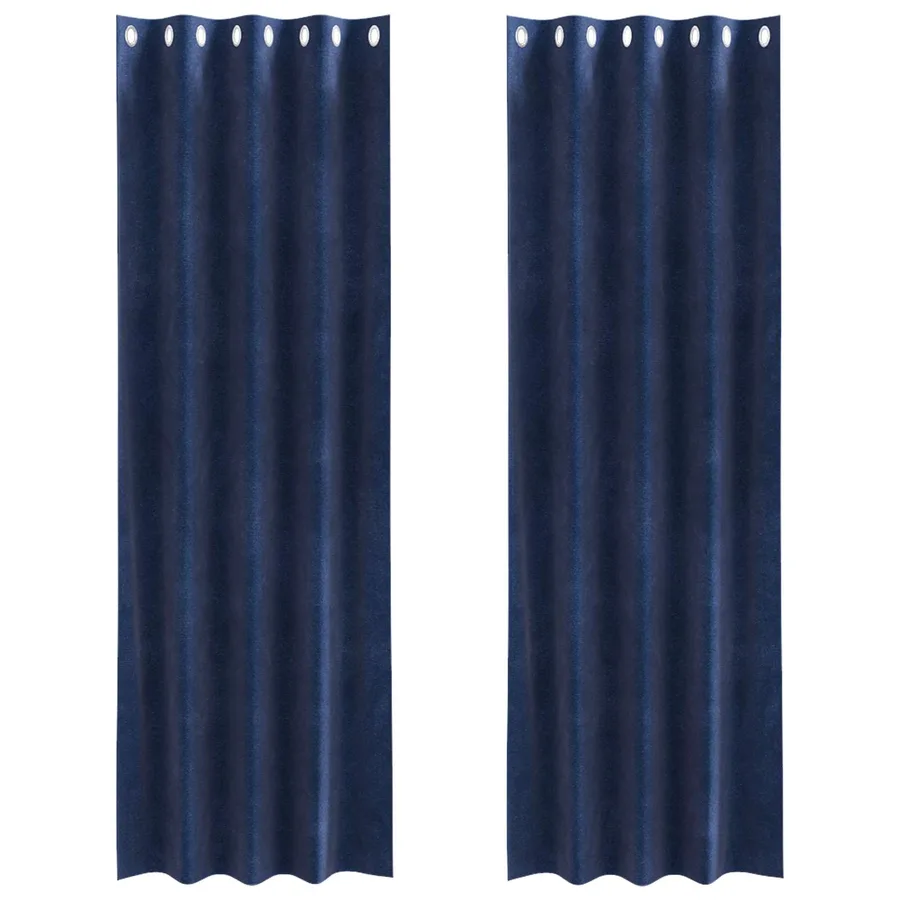 Rideaux occultants 2 pcs Bleu foncé 140 x 260 cm Velours - 2