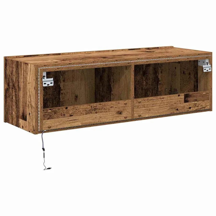 Meuble TV mural avec LED 2 pcs Bois ancien 100 x 35 x 31 cm - 10