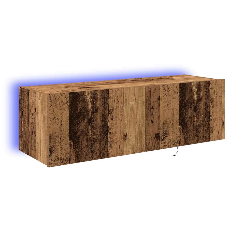 Meuble TV mural avec LED 2 pcs Bois ancien 100 x 35 x 31 cm - 2