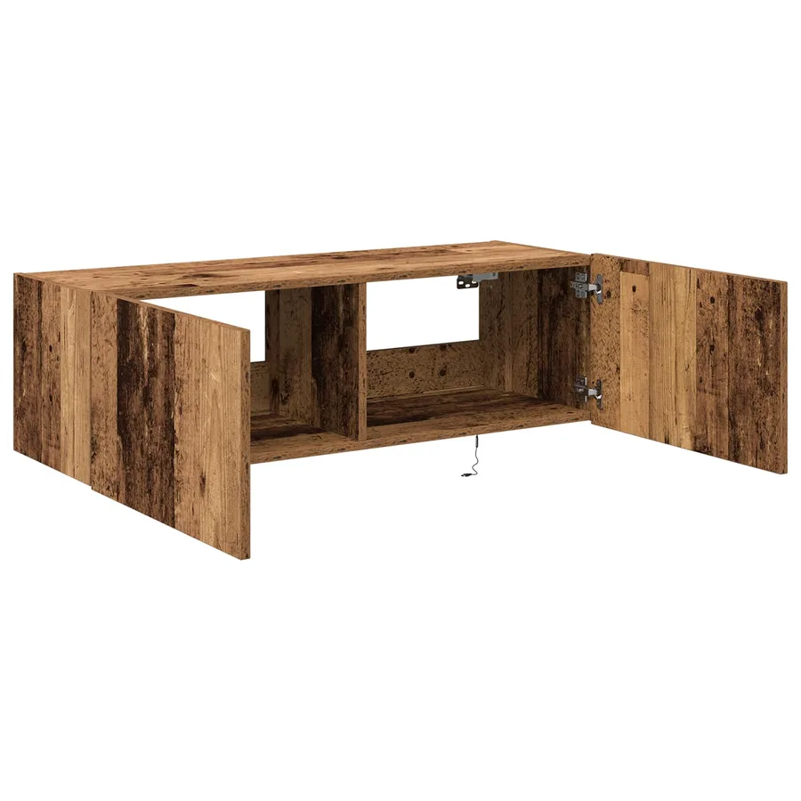 Meuble TV mural avec LED 2 pcs Bois ancien 100 x 35 x 31 cm - 7