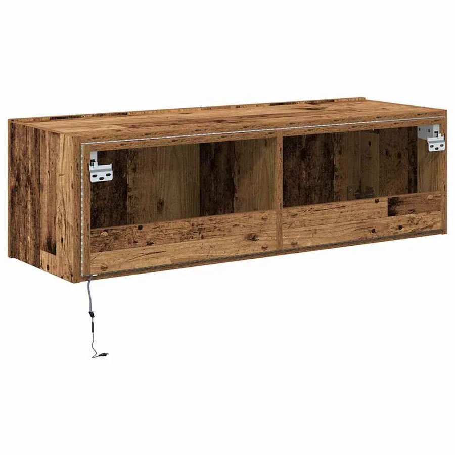 Meuble TV mural avec LED 2 pcs Bois ancien 100 x 35 x 31 cm - 8