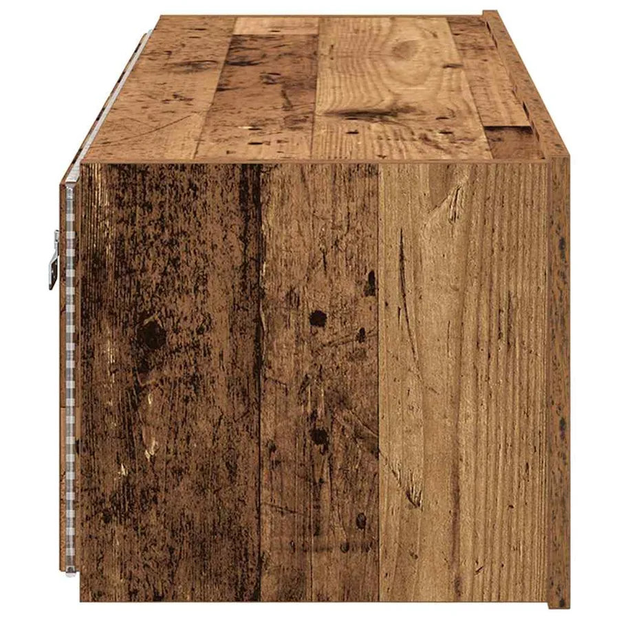 Meuble TV mural avec LED 2 pcs Bois ancien 100 x 35 x 31 cm - 9