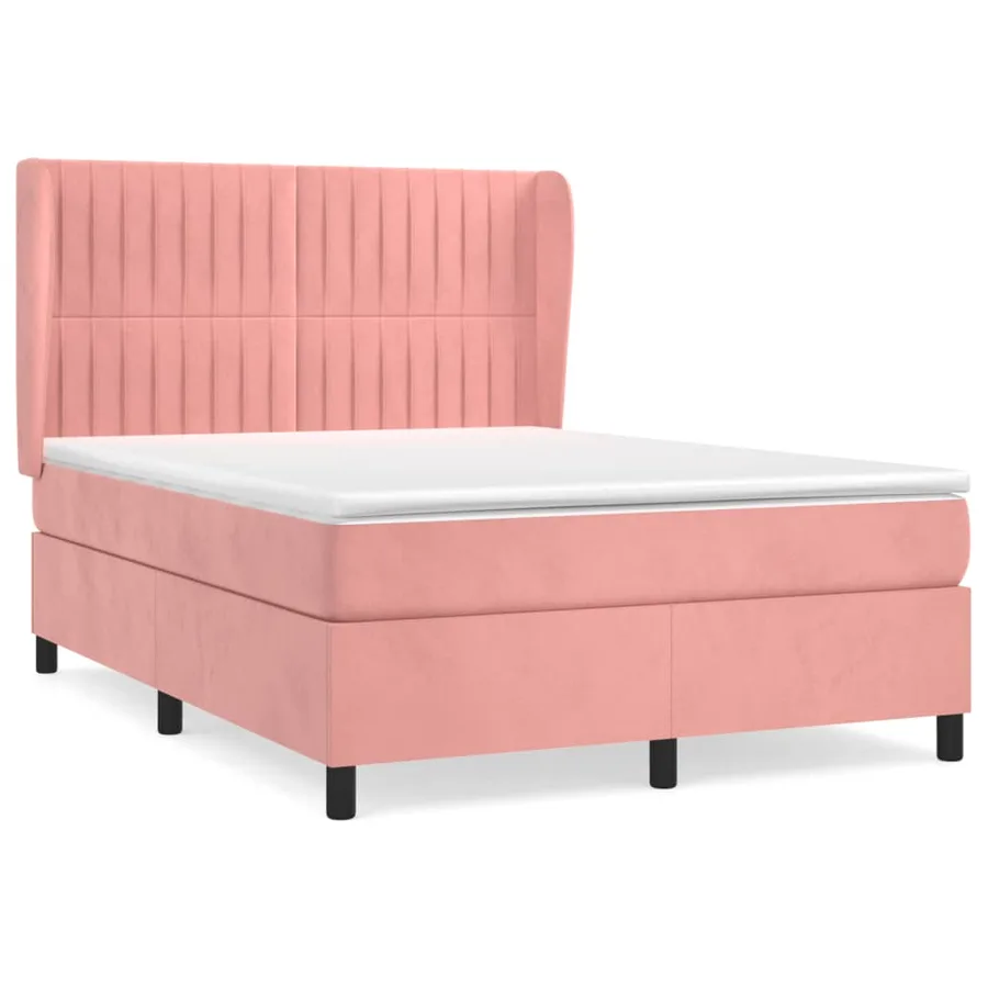 Sommier à lattes de lit avec matelas Rose 140x190 cm Velours - 2