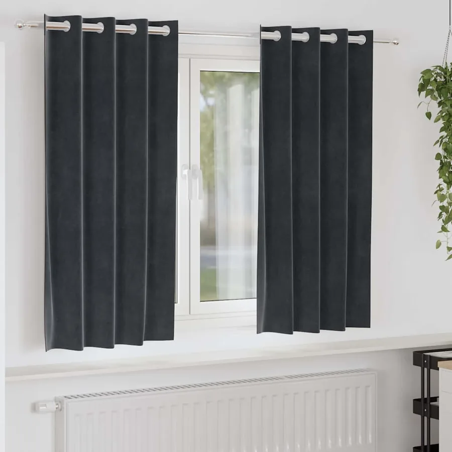 Rideaux occultants 2 pcs Gris foncé 140 x 175 cm Velours