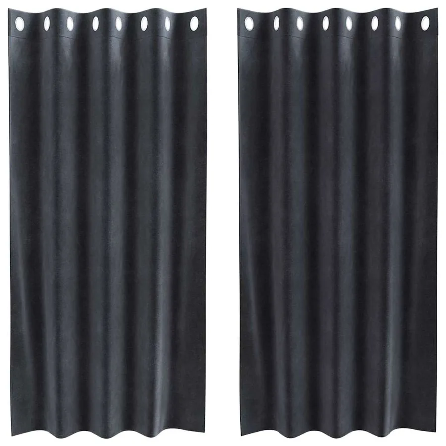 Rideaux occultants 2 pcs Gris foncé 140 x 175 cm Velours - 2