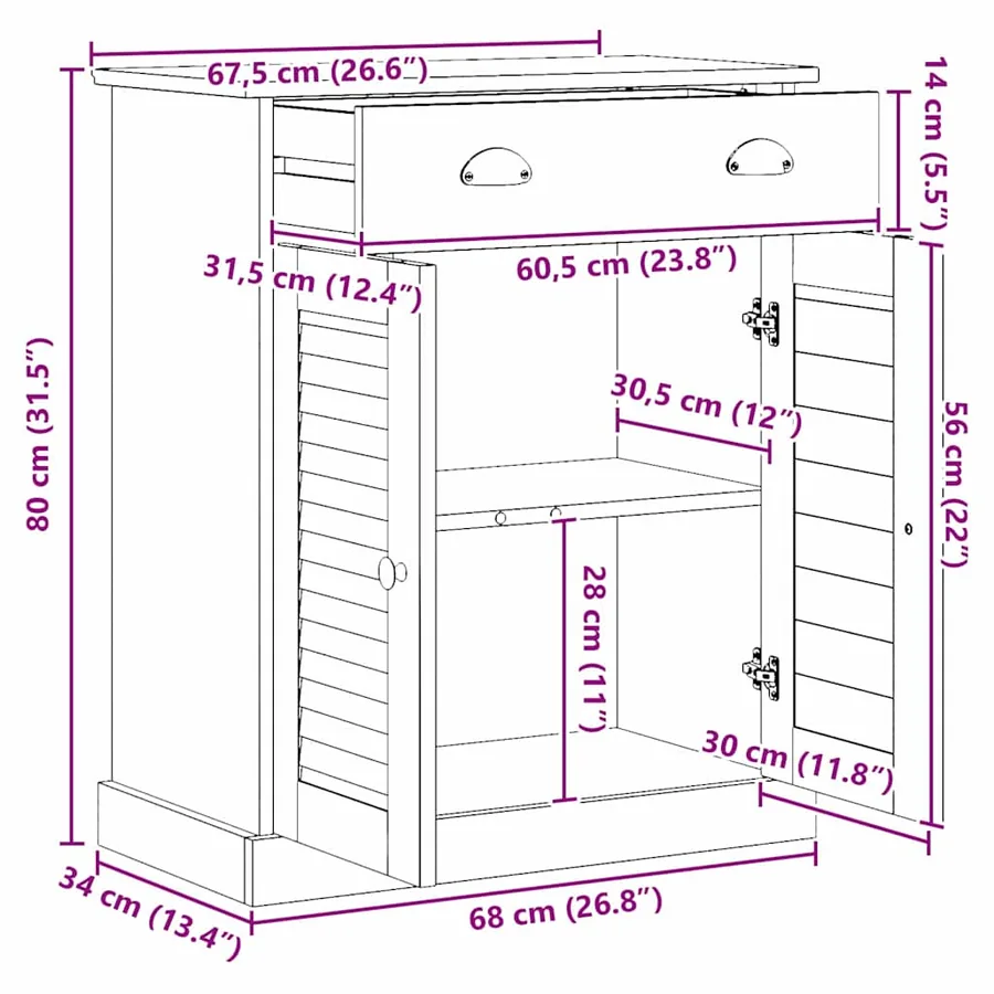 Armoire de salle de bain avec porte VIGO Marron et Marron Miel - 12
