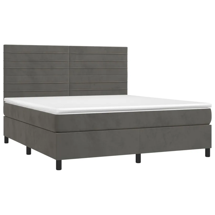 Sommier à lattes de lit avec matelas LED Gris foncé 180x200 cm - 3