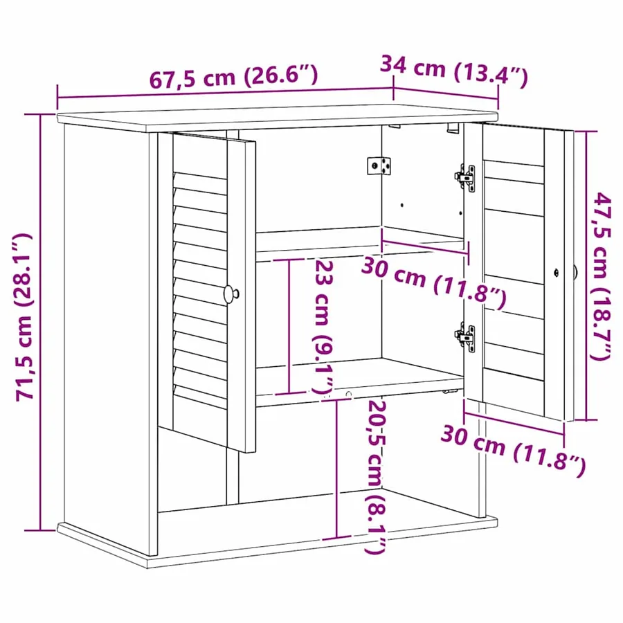 Armoire de salle de bain avec porte VIGO Marron et Marron Miel - 12