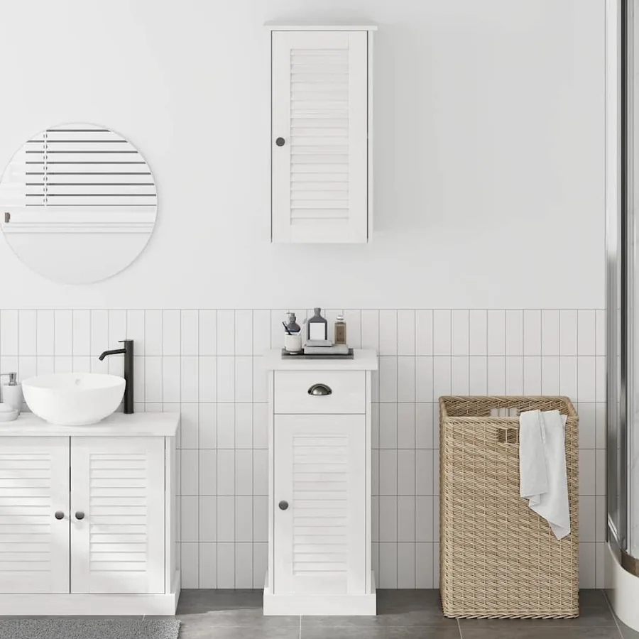 Armoire de salle de bain VIGO 2 pcs Blanc et Blanc Antique