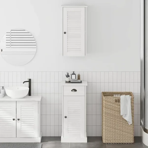 Armoire de salle de bain VIGO 2 pcs Blanc et Blanc Antique