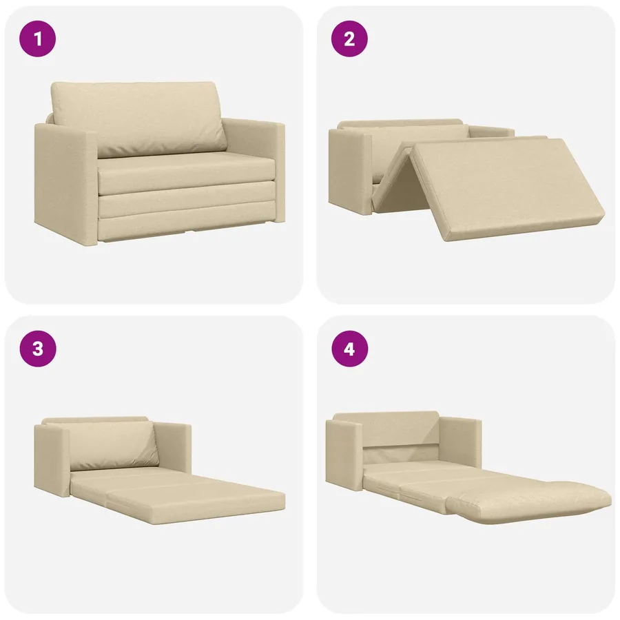 Canapé-Lit 110cm Crème tissu - 10