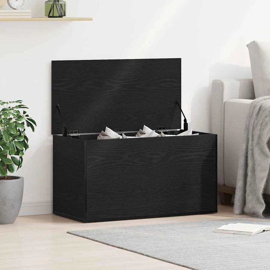 Boîte de Rangement Chêne noir 84 x 42 x 46 cm Bois d'ingénierie