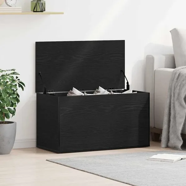Boîte de Rangement Chêne noir 84 x 42 x 46 cm Bois d'ingénierie