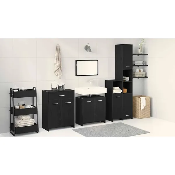 Ensemble de mobilier de salle de bain 4 pcs Chêne noir