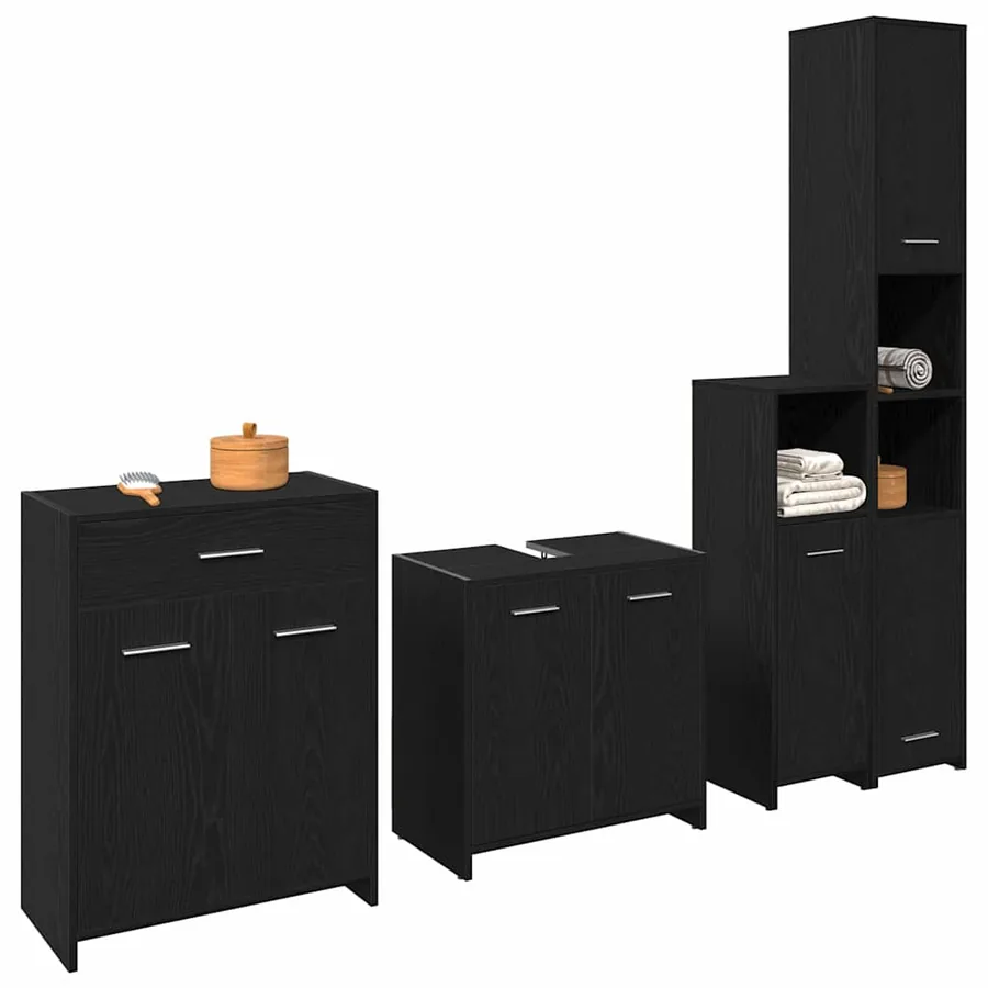 Ensemble de mobilier de salle de bain 4 pcs Chêne noir - 3
